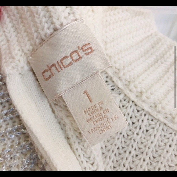 White/Silver pullover mock neck sweater - Picture 2 of 3